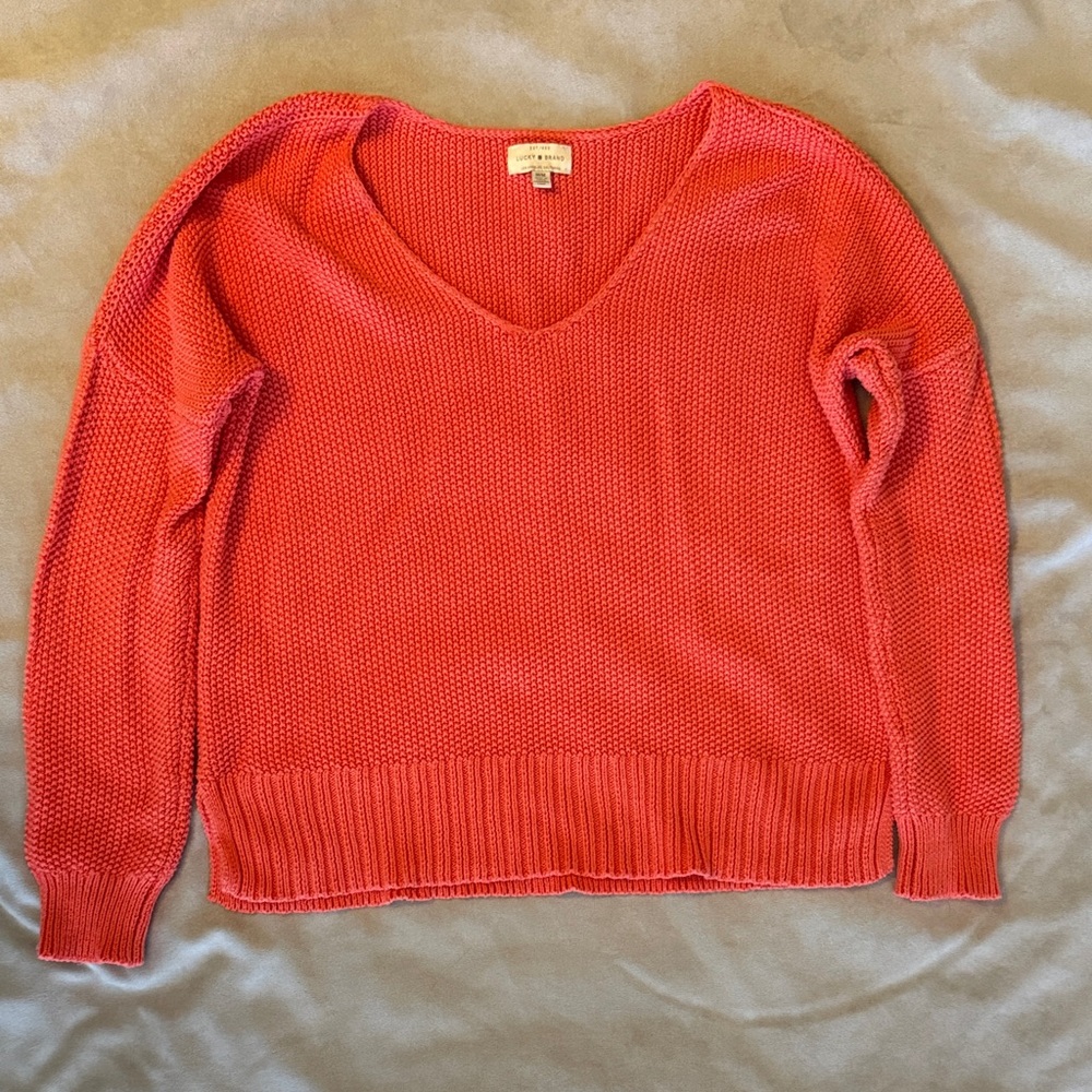 Lucky Brand Coral V-Neck Sweater